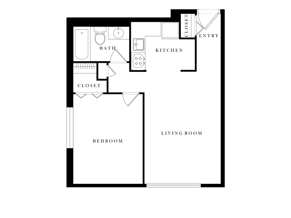 Floor Plan - One Bedroom, One Bath