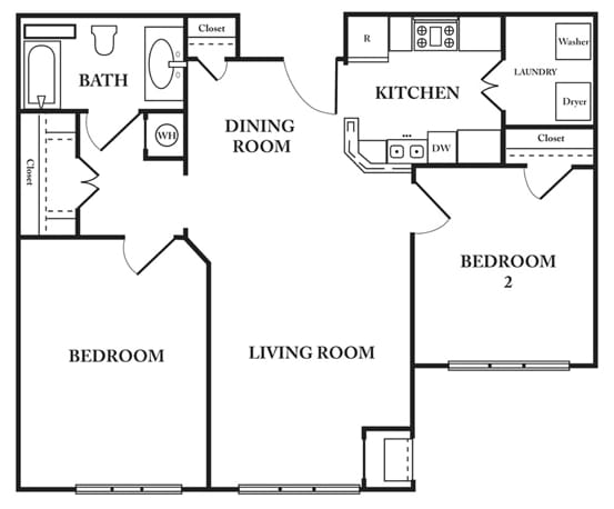 Floor Plan - Two Bedroom One Bath
