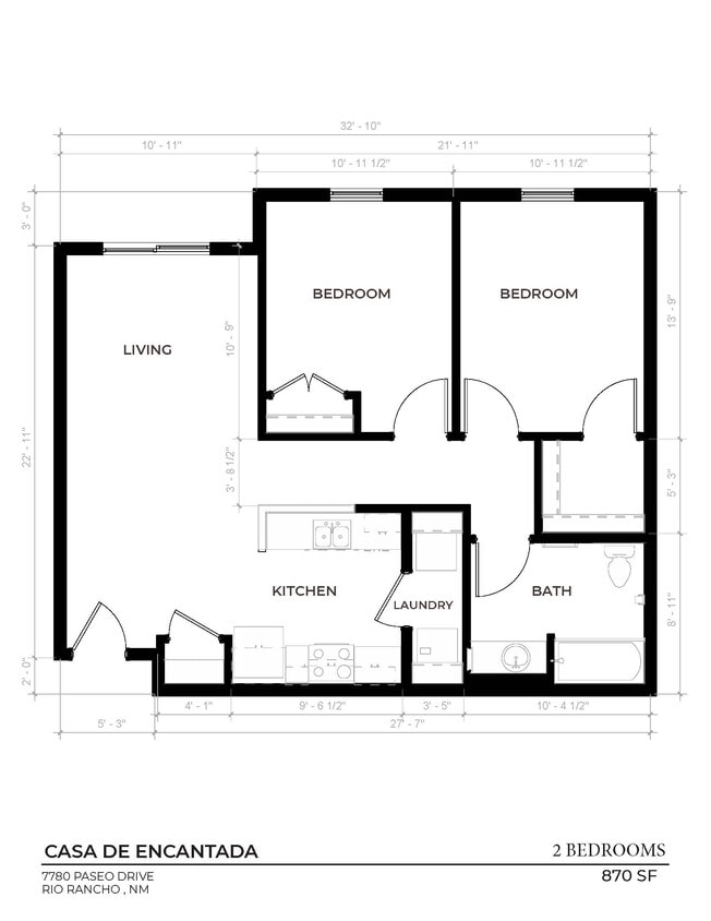 Two Bedroom - 875 SF - Two Bedroom
