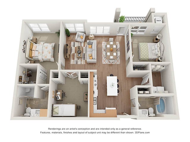 Floor Plan - Three Bedroom - B