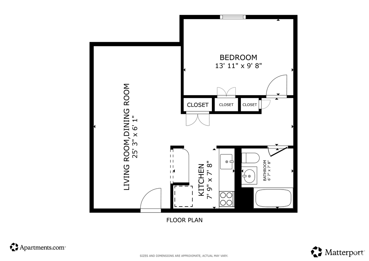 Floor Plan - 1 Bedroom 1 Bath