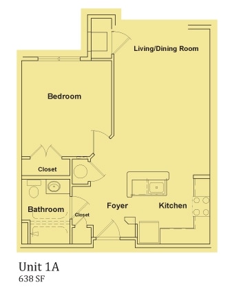 Unit 1A - 1 Bedroom, 1 Bathroom