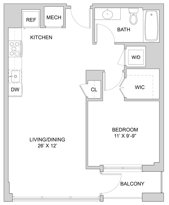Floor Plan - 1 Bed_1 Bath-A2_1BR_A