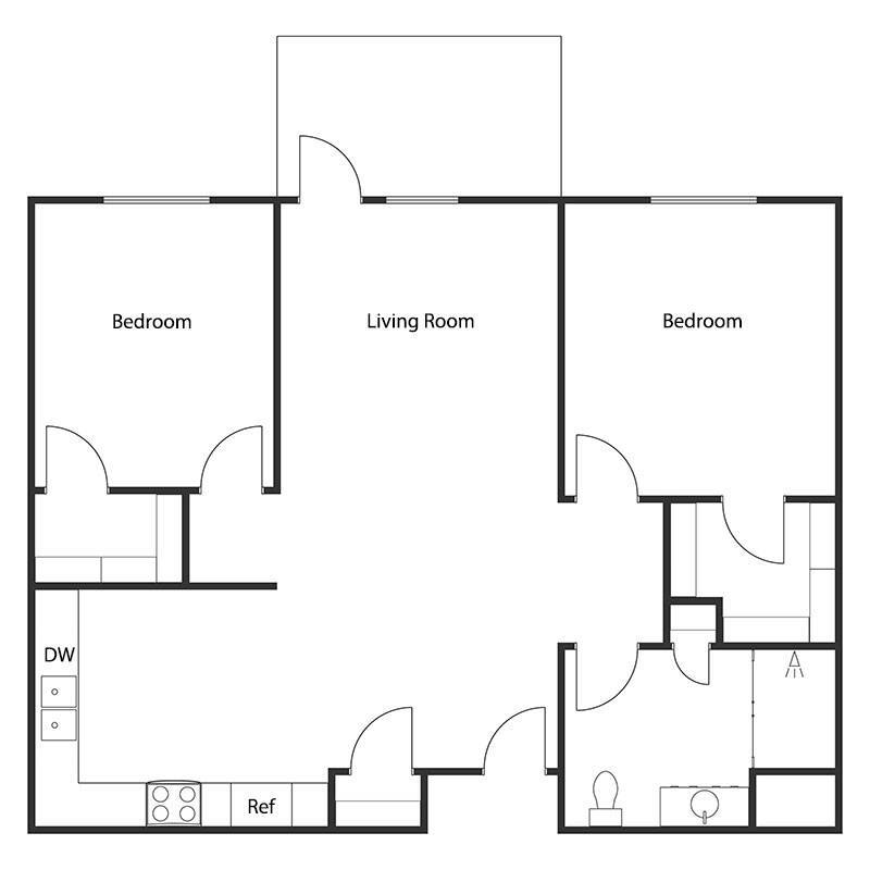 Floor Plan - 2 BED 1 BATH
