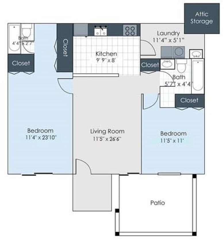 Floor Plan - Two Bed Master Suite