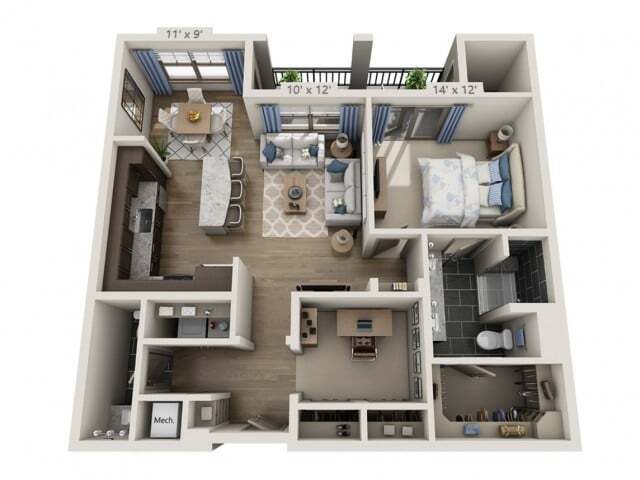 Floor plans are artist’s rendering. All dimensions are approximate. Actual product and specifications may vary in dimension or detail. Not all features are available in every apartment. Prices and availability are subject to change. - Franklin A