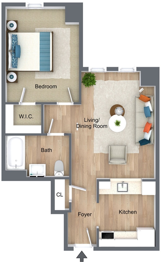 Floor Plan - One Bedroom