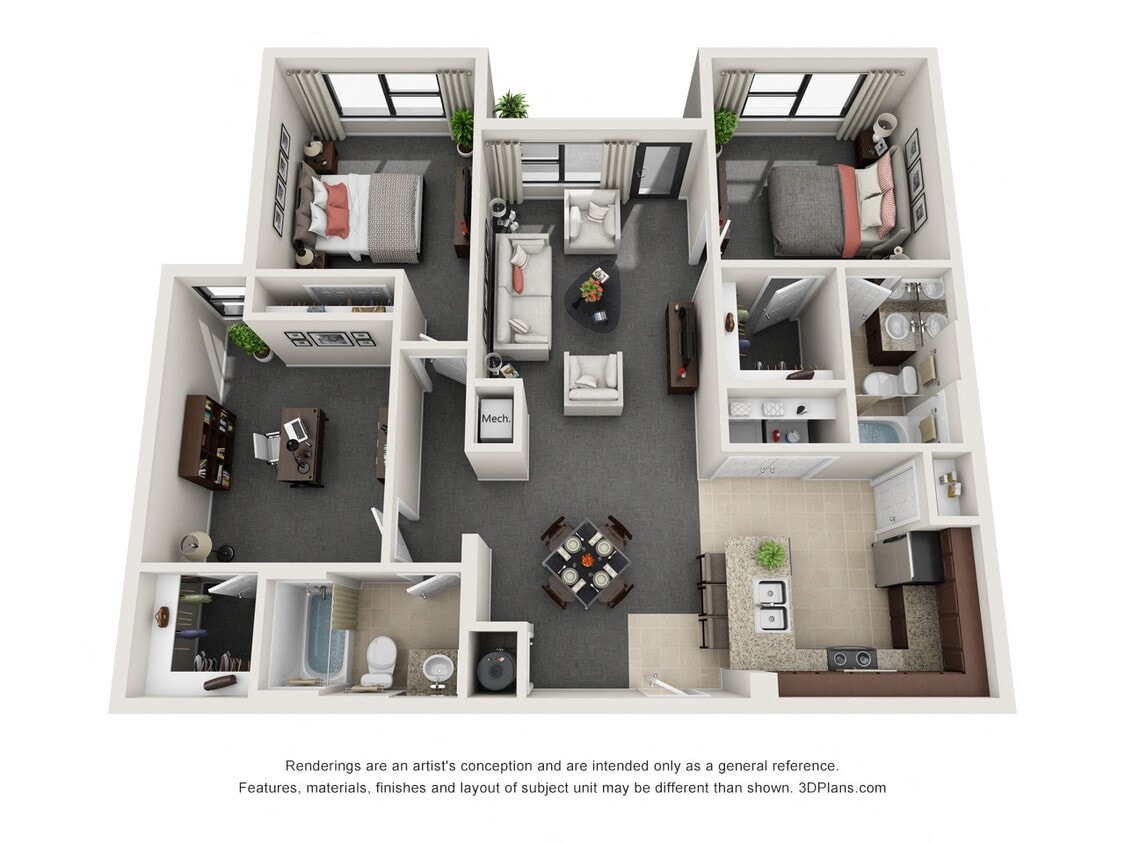 Floor Plan - Two Bedroom w/Den Two Bath (b)