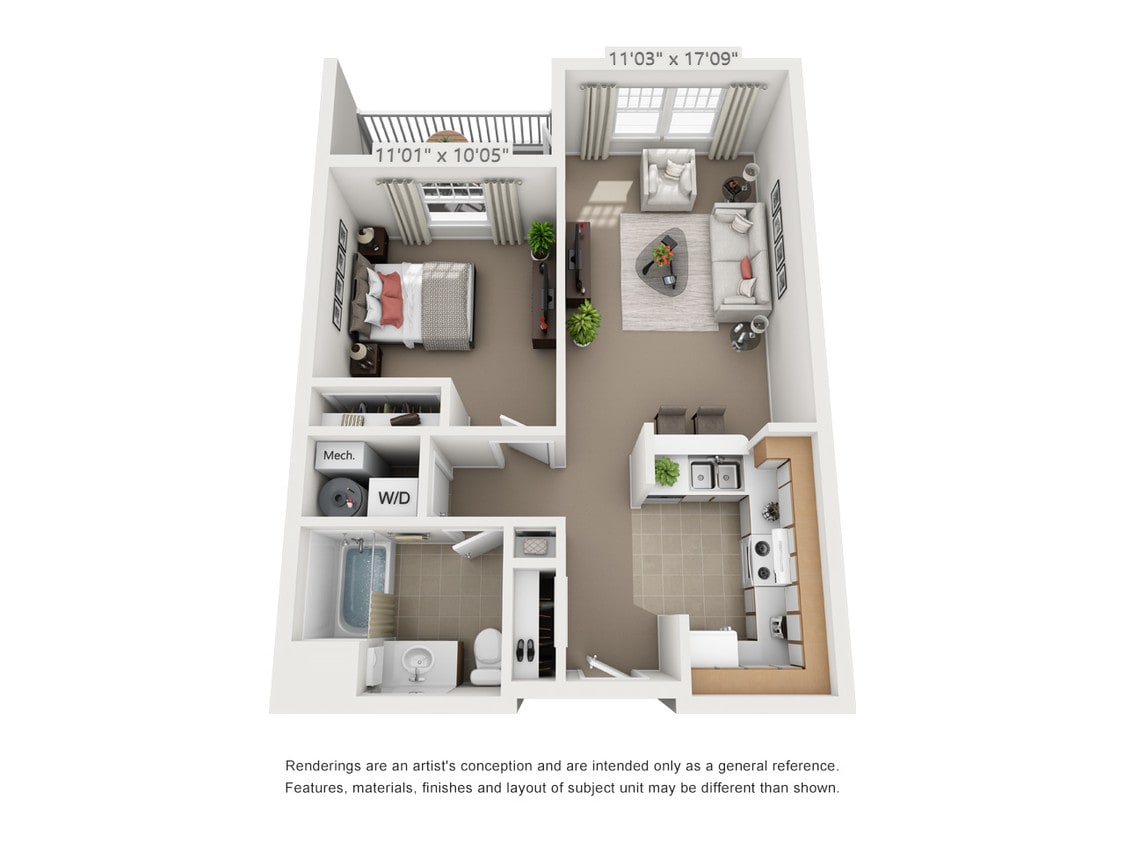 Floor Plan - 1 Bedroom 1 Bathroom