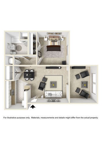 Floor Plan - 1 bdrm/1 bath B