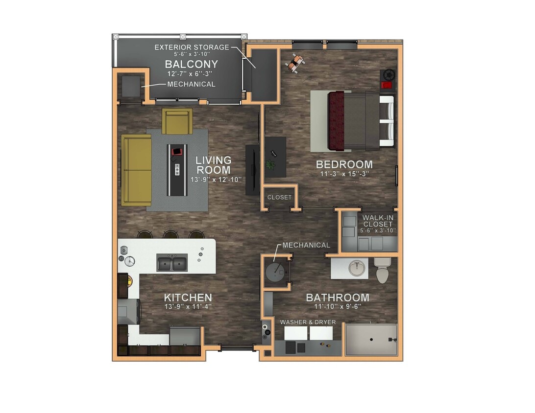 Floor Plan - 1BR1BA