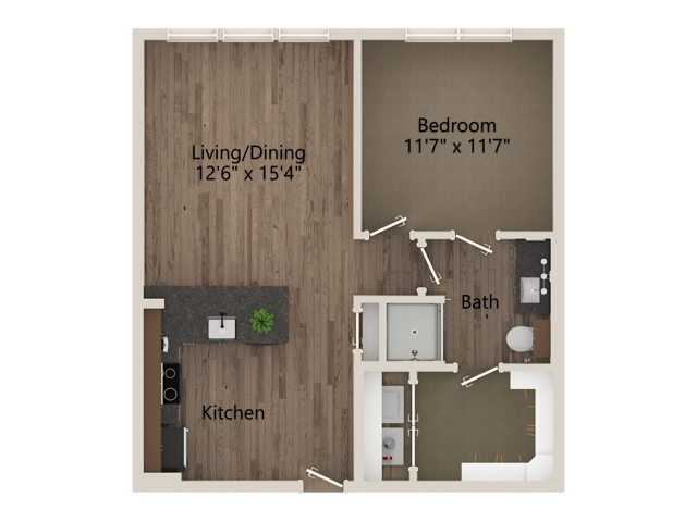 A2 1 Bedroom 1 Bathroom 675 sq ft - A2