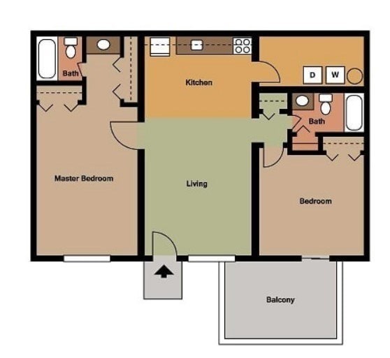 Floor Plan - Two Bed Two Bath (Renovated)