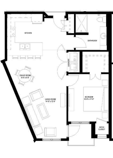 Floor Plan - One Bedroom E