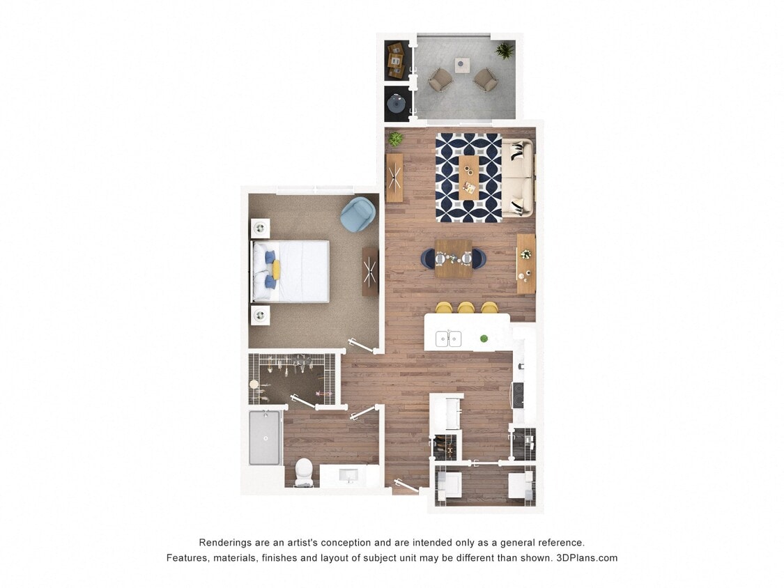 Floor Plan - One Bedroom - Miller