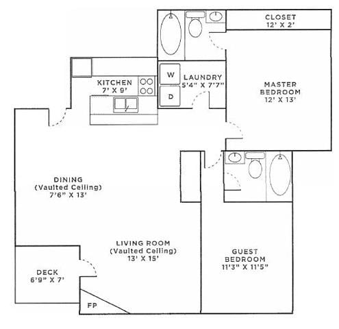 Sycamore - 2 Bedroom 2 Bath