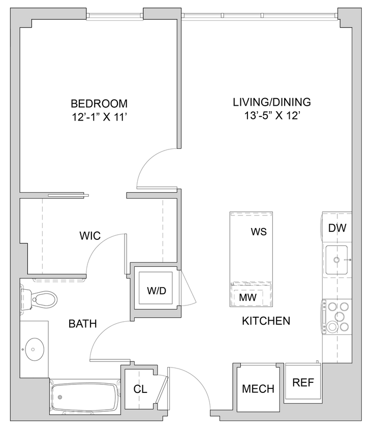 Floor Plan - 1 Bed_1 Bath-A1_1BR_B_ANSI A