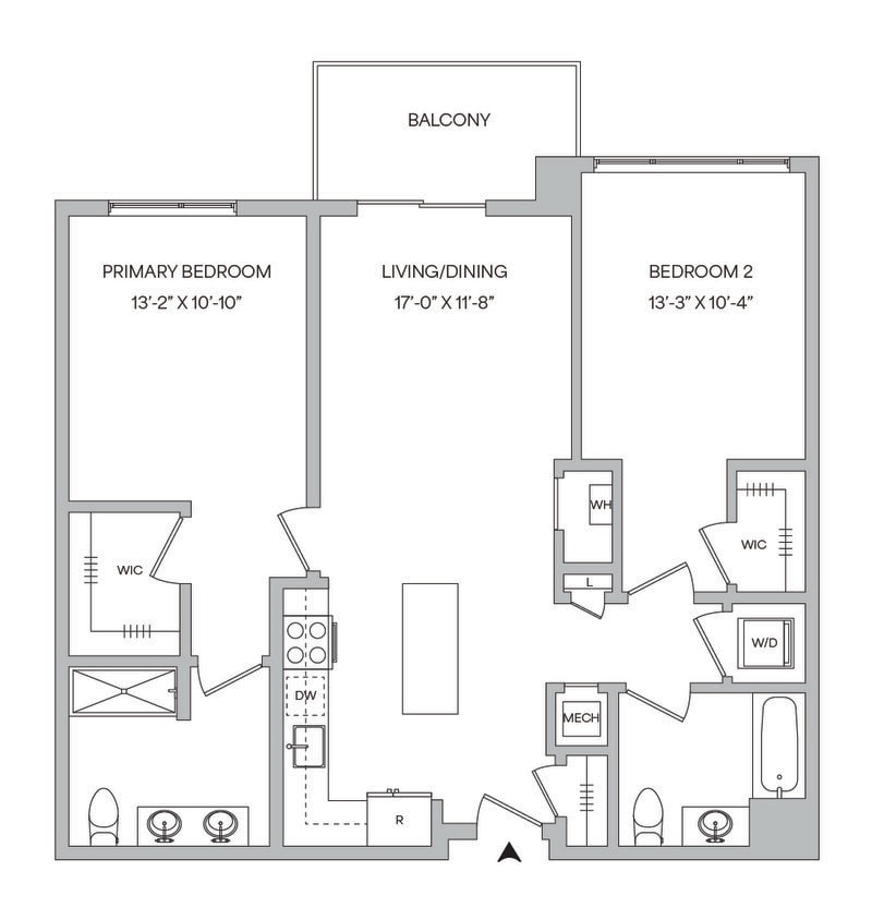 Floor Plan - B06 - 2BR 2BA (1071 SF)