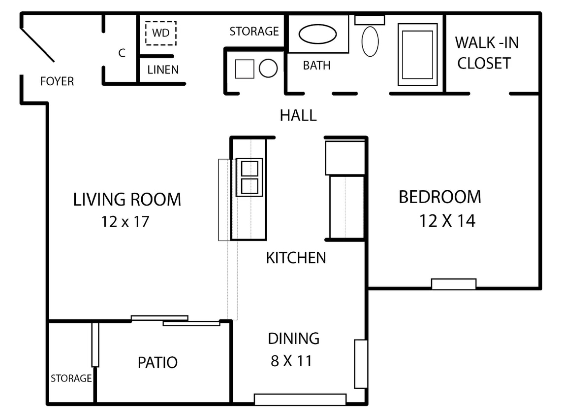 Floor Plan - 1 Bedroom Apartment