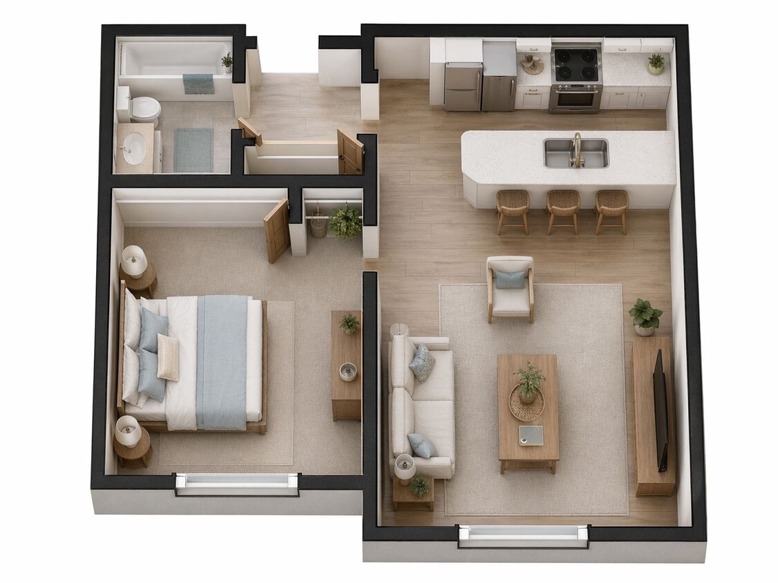 Floor Plan - 1 Bedroom | 1 Bath