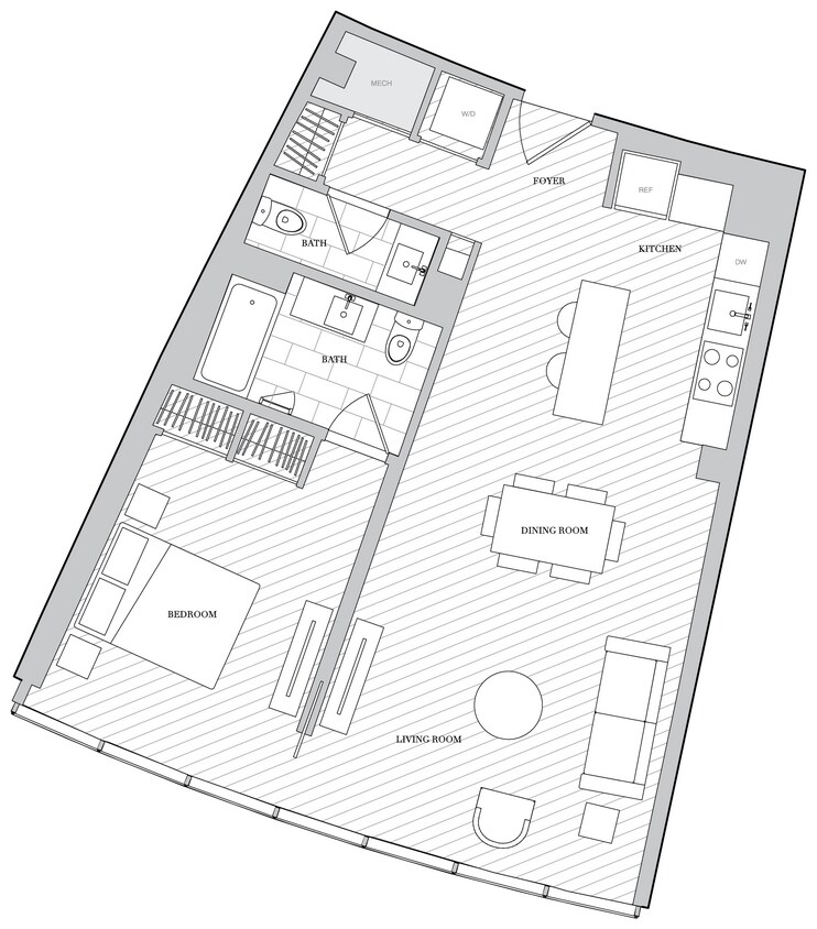 Floor Plan - 1 Bed 1 5 Bath B1 5D