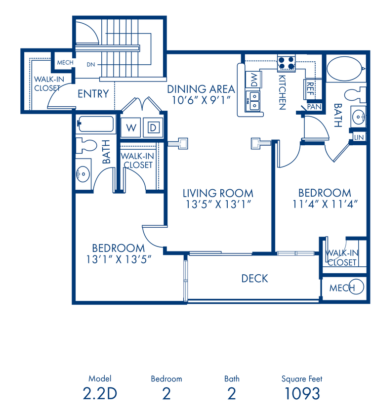 Floor Plan - 2BR 2BA 1093 sqft