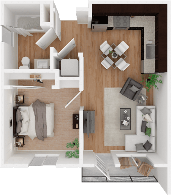 Floor Plan - One Bedroom 547sf