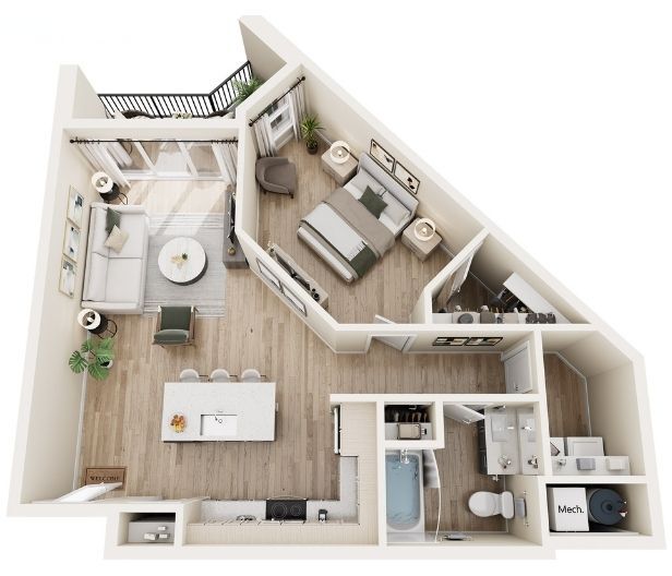 Floor Plan - One Bedroom B