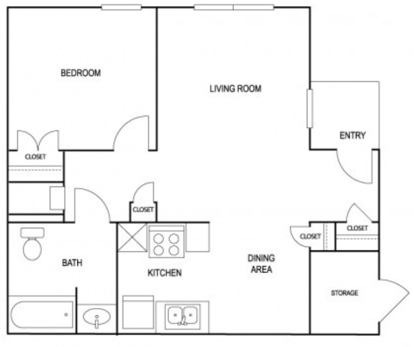 Floor Plan - 1 Bed, 1 Bath
