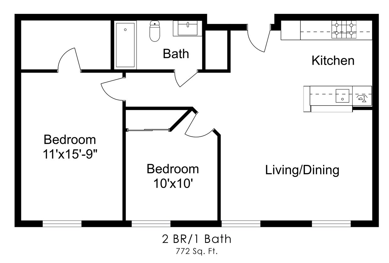 Floor Plan - Two Bedroom One Bath