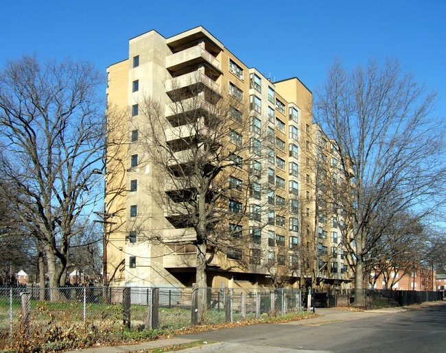 View from the southwest along Hoffman Avenue - James J. Abbott Apartments