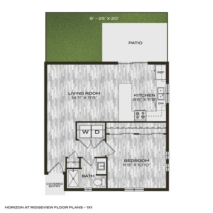 Floor Plan - 1 Bed 1 Bath