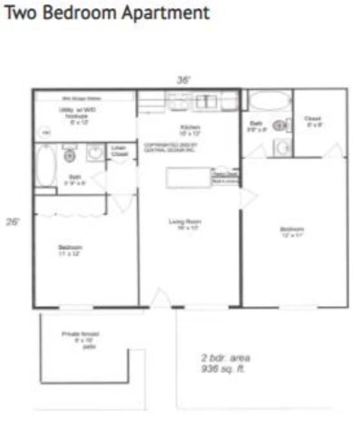 Floor Plan - 2BR/2Ba