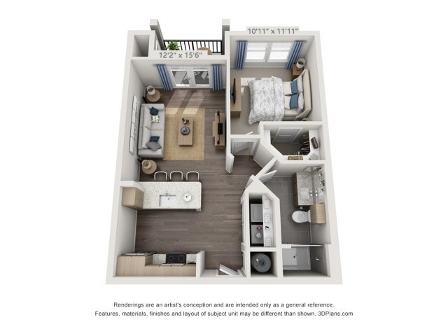 Floor plans are artist’s rendering. All dimensions are approximate. Actual product and specifications may vary in dimension or detail. Not all features are available in every apartment. Prices and availability are subject to change. - A1A