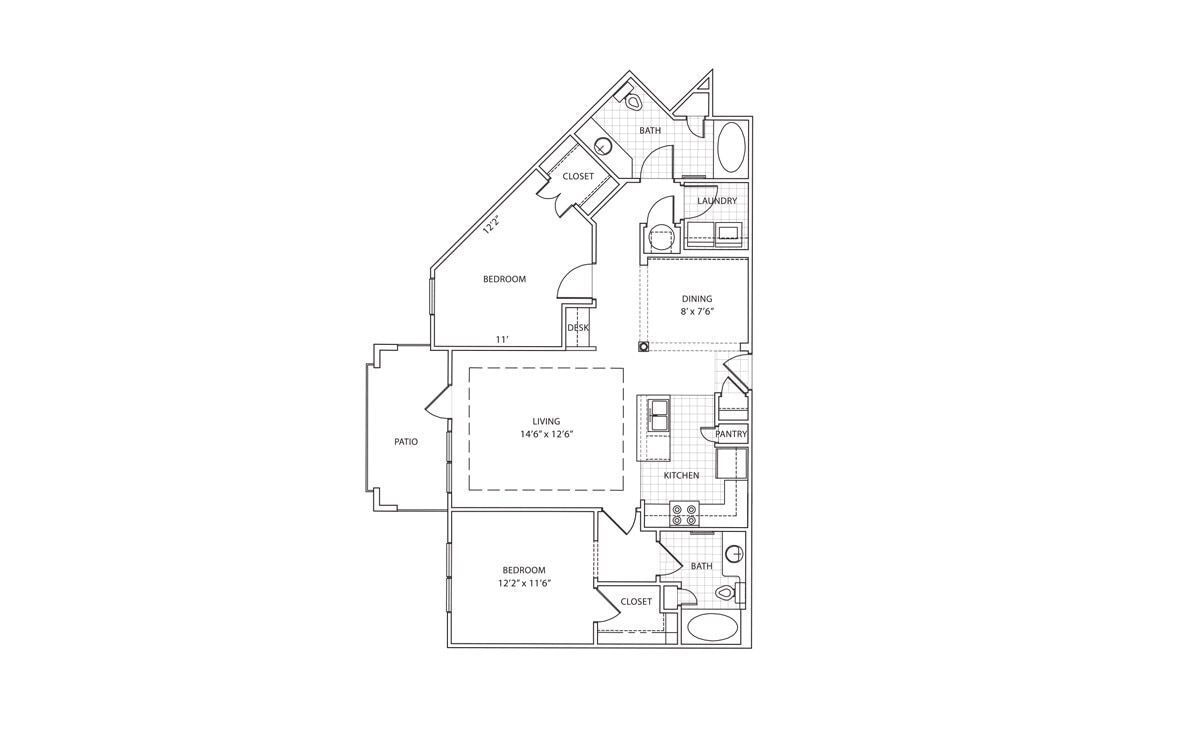 Avana Uptown - Plan 7 Elite - 2 Beds - 2 Baths - 1256 Sq. ft. - Plan 7 Elite