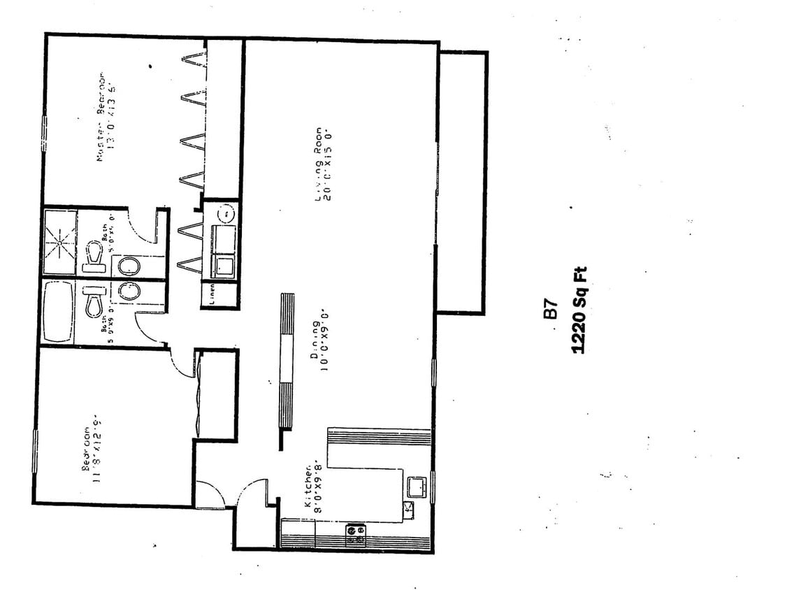 Floor Plan - 2 bedroom 2 bath - 1220
