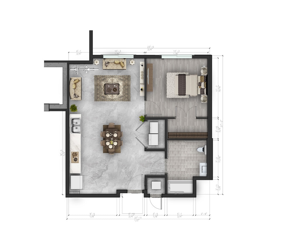 1 Bedroom 1 Bathroom - 1x1