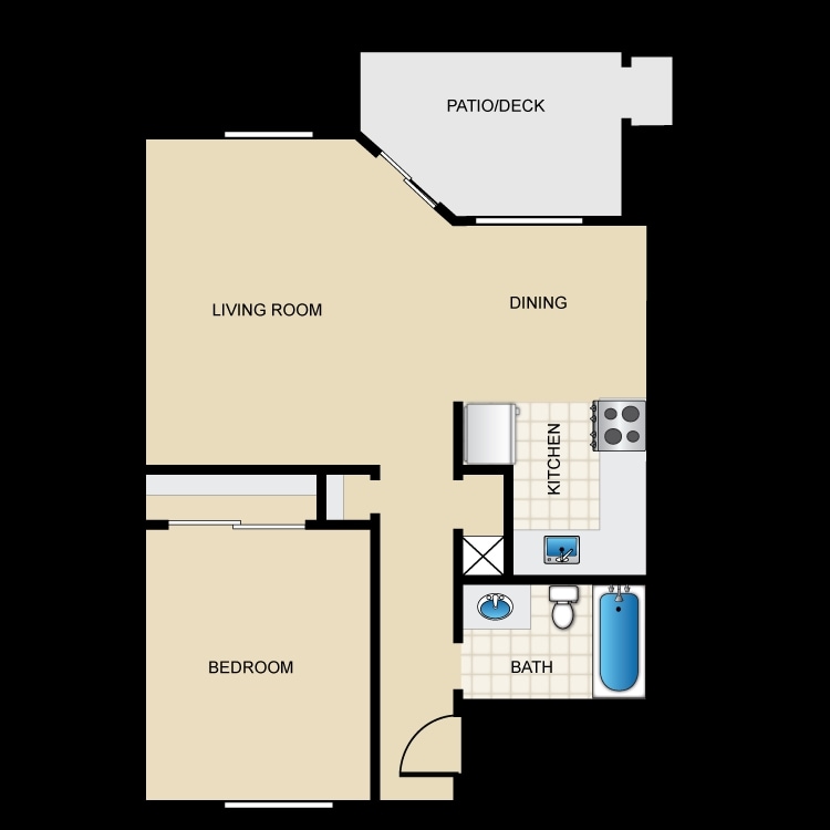 1BR/1BA - 1 Bedroom, 1 Bathroom