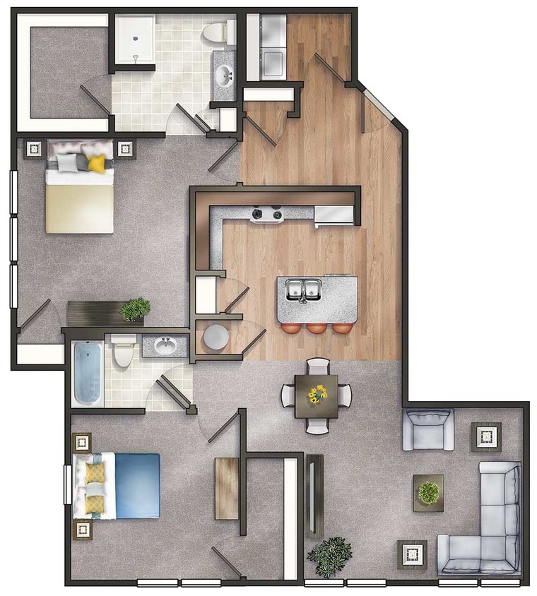Floor Plan - 2 Bedroom Craftsman Premier Corner