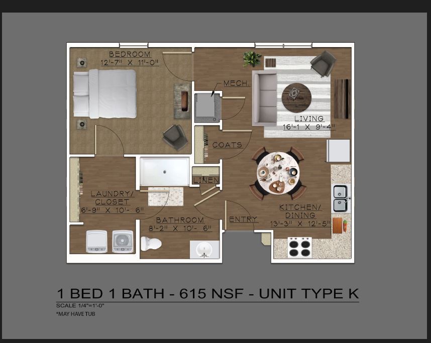 Floor Plan - 1 Bedroom