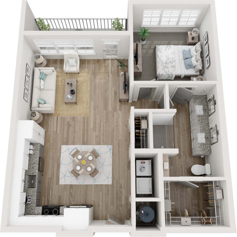 The Egret | 821 SF | 1 BR/1BA Apartment - The Egret
