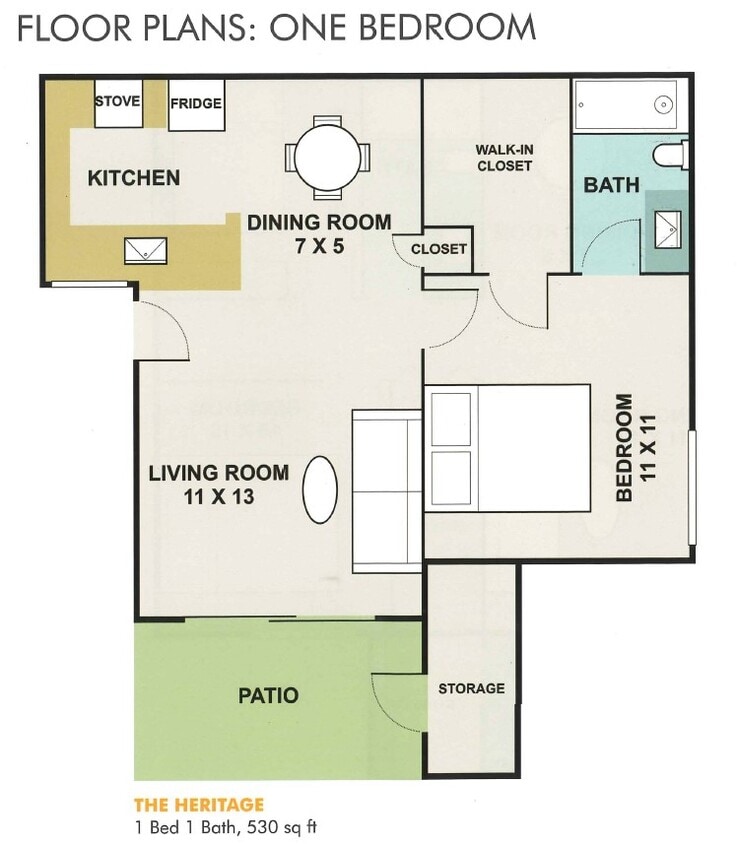 The Heritage - 1 Bed 1 Bath, 530 sq ft - The Heritage