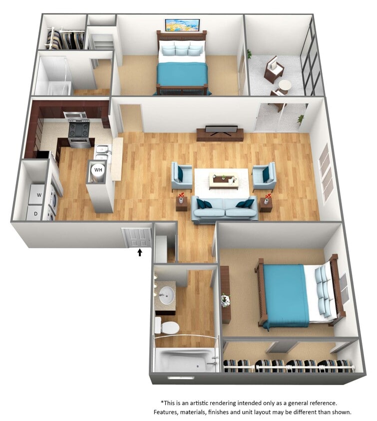 Floor Plan - B1 - 2 Bedroom  2 Bath
