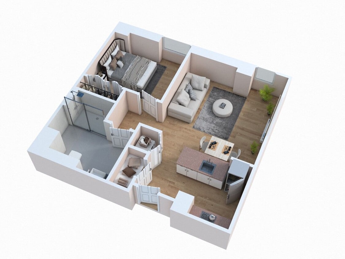 Floor Plan - 1 Bed 1 Bath - Marina
