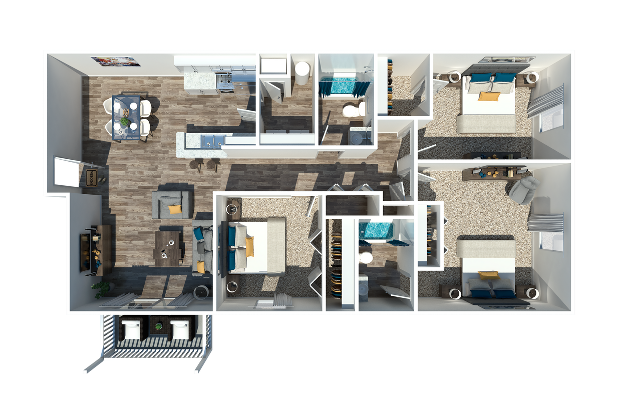 3 Bedroom - 3 Bedroom 2 Bath