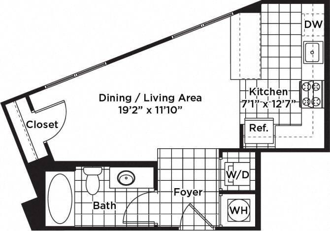 Floor Plan - Studio 1 Bath - S1