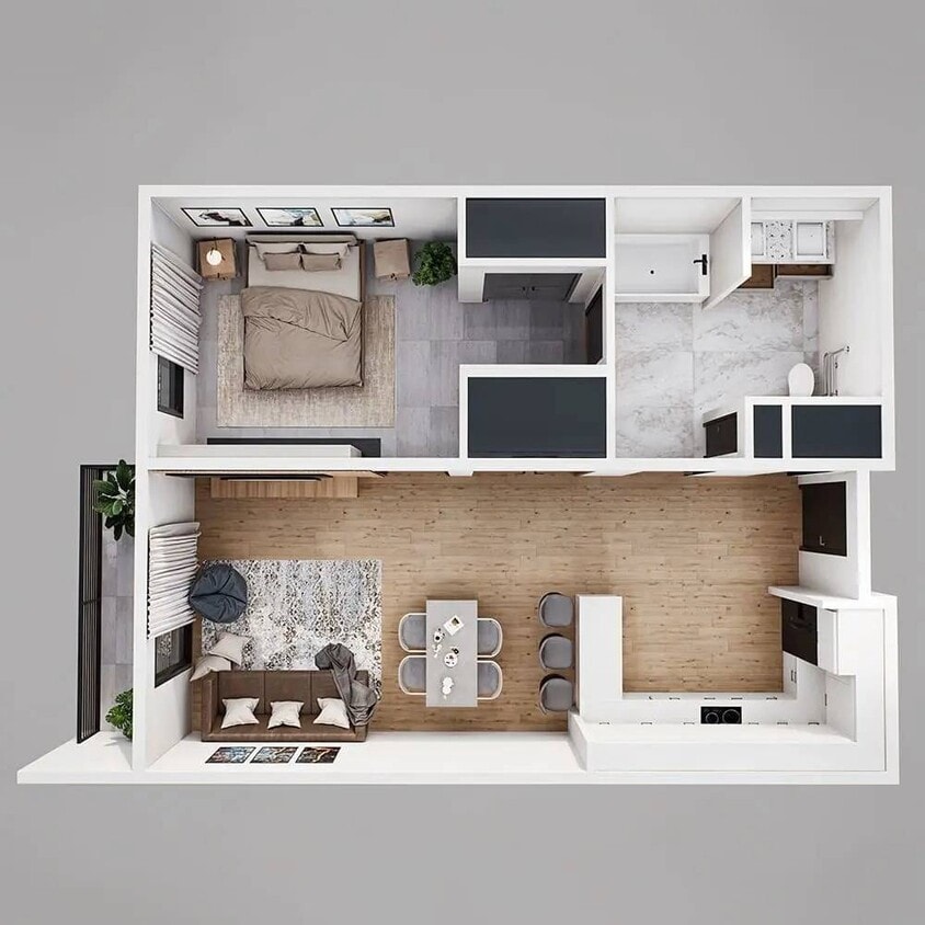 1 Bed, 1 Bath - 1 Bedroom Junior