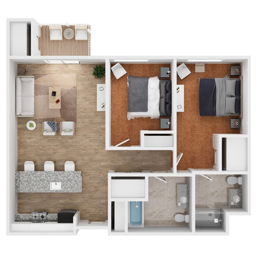 Floor Plan - Two Bedroom Two Full Bath
