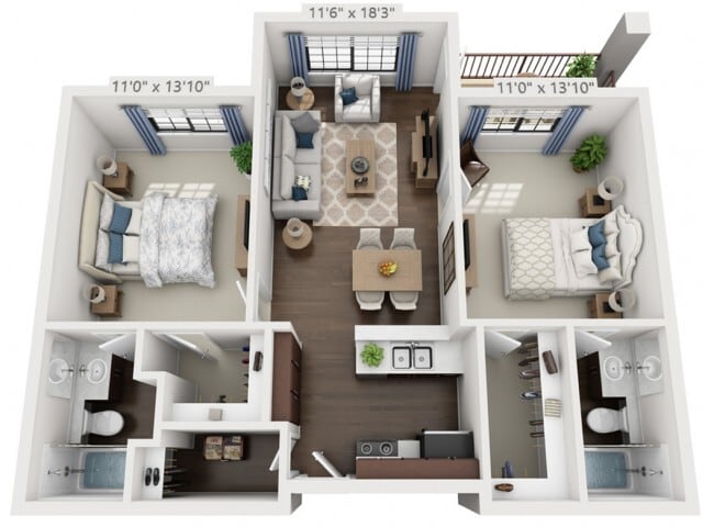 Floor plans are artist’s rendering. All dimensions are approximate. Actual product and specifications may vary in dimension or detail. Not all features are available in every apartment. Prices and availability are subject to change. - B2