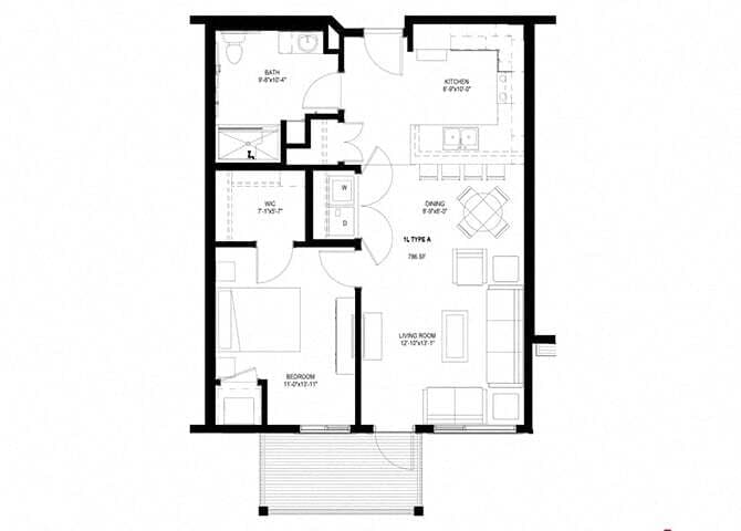 Floor Plan - One Bedroom - L
